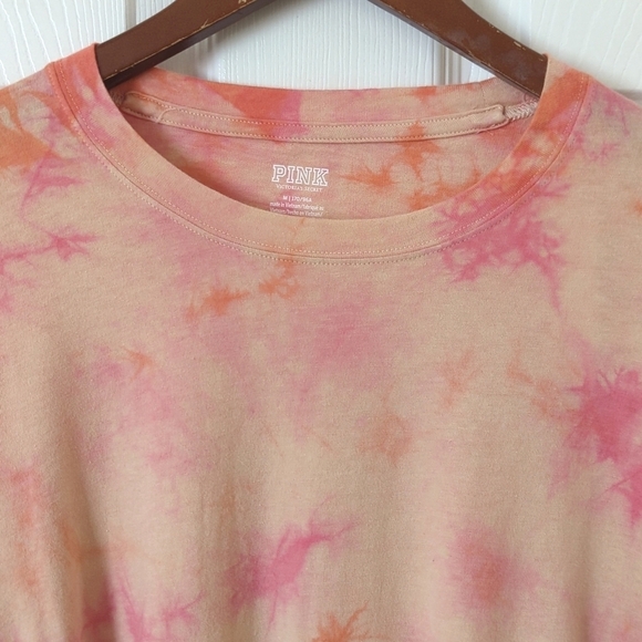 Pink Victoria's Secret Campus Tie Dyed Cinched Side Long Sleeve Crewneck Tee M - Picture 2 of 13